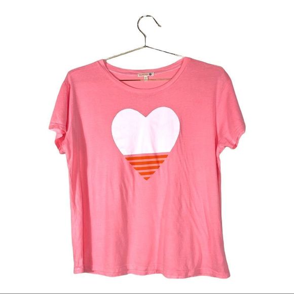 SUNDRY Pink Cotton t-shirt Modal with Heart - Picture 2 of 4